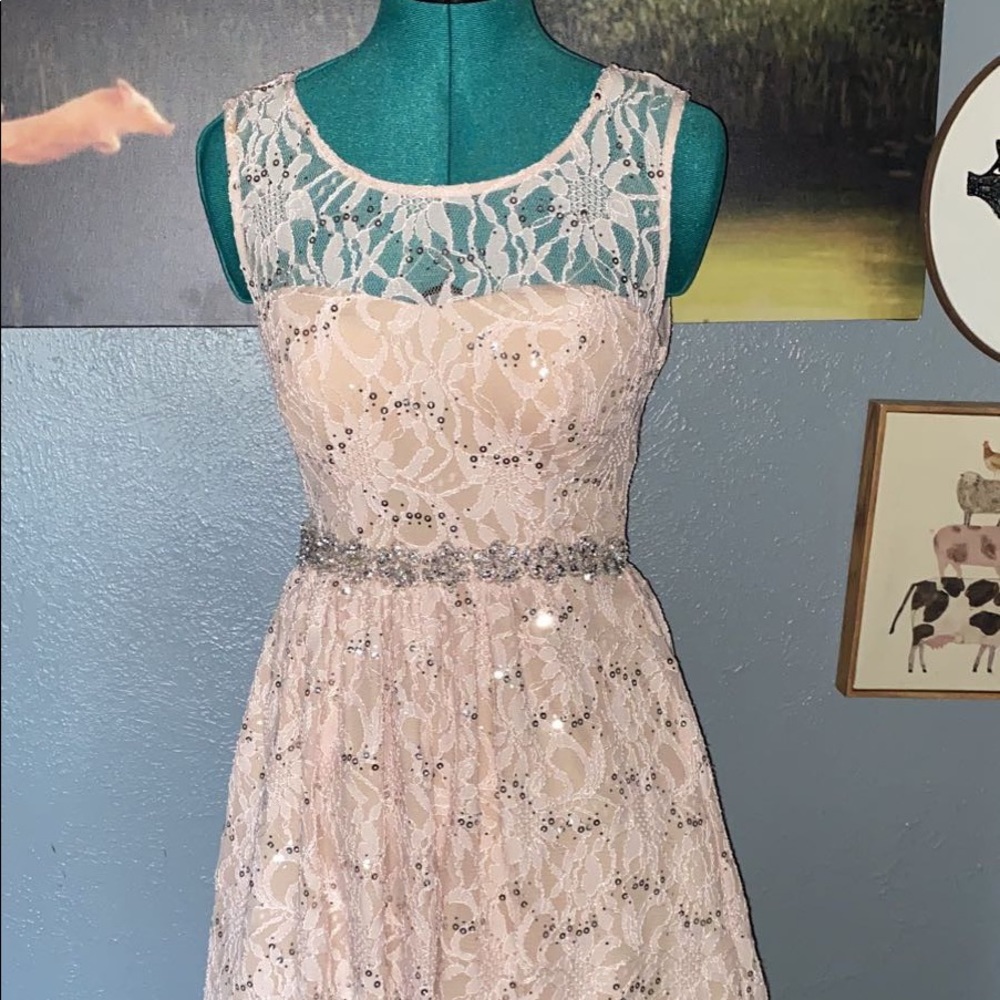 City Studio Nude Sequin Dress